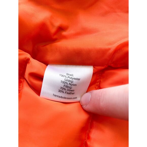 Toddler Boy's Hanna Andersson Orange and Blue Down Puffer Vest Size 90 2T - Picture 3 of 5